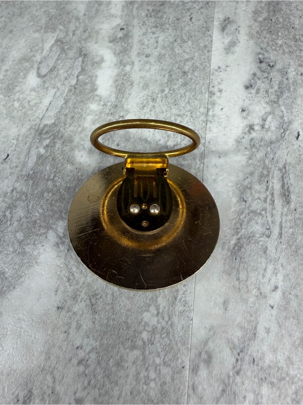 Vintage Mid Century Scarf Clip Floral Flower Camilla Rose Gold Black Enamel MCM - Picture 3 of 4